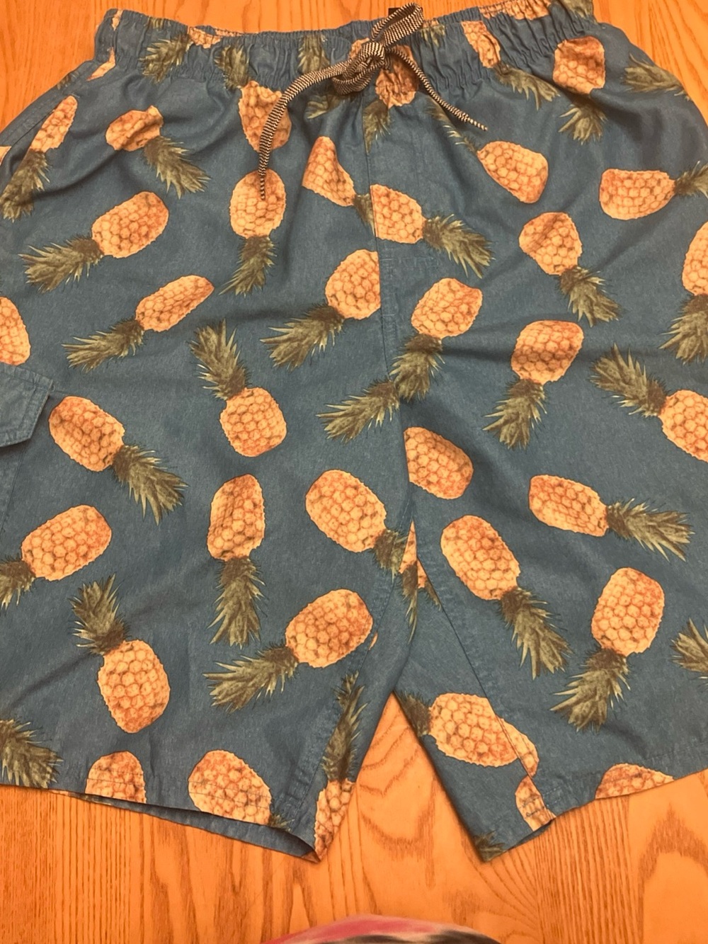 Beverly Hills Polo Club Blue Pineapple Print Men’s Swim Trunks
